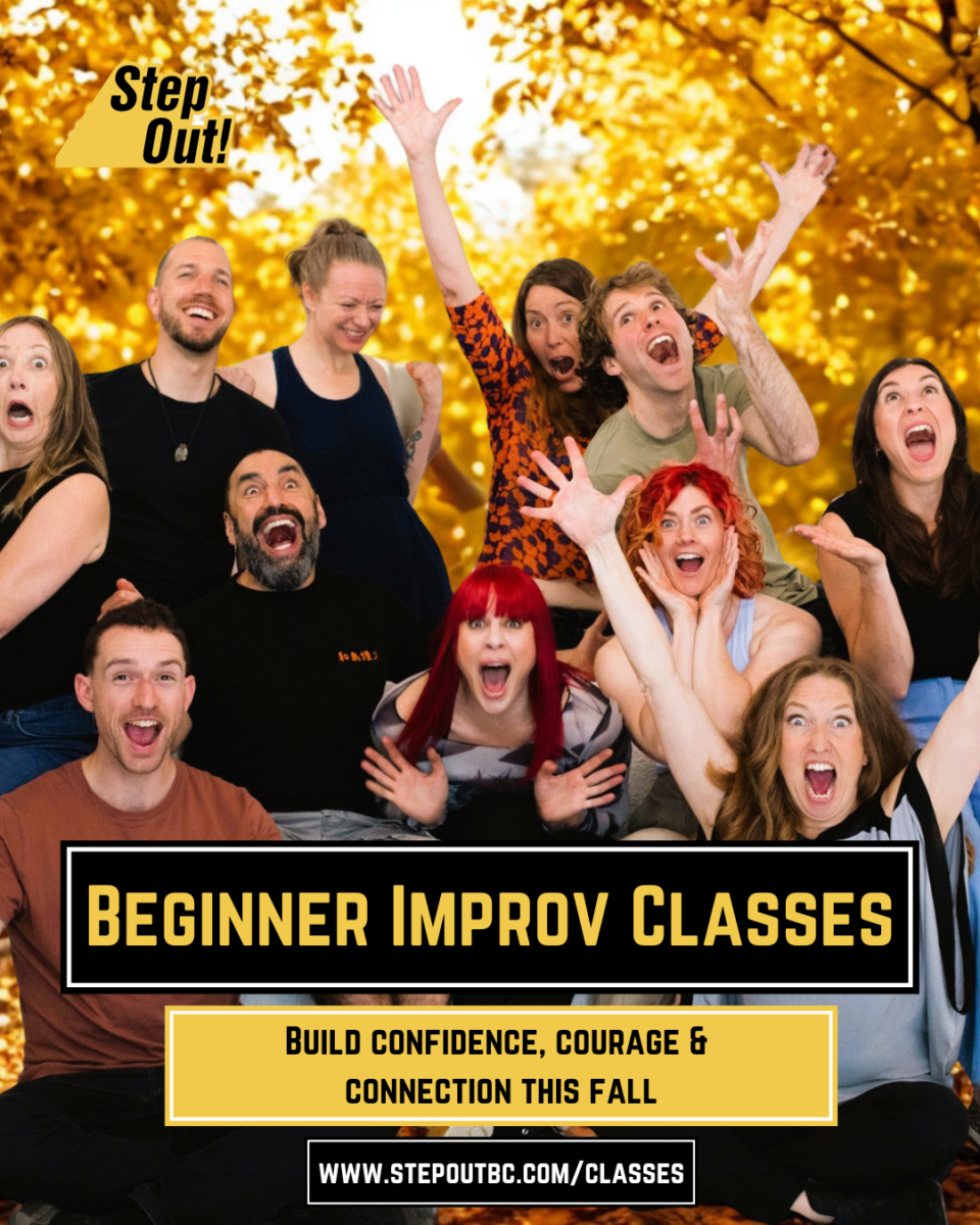 Promotional Image: Fall 2026 Improv classes 1080 x 1350 px